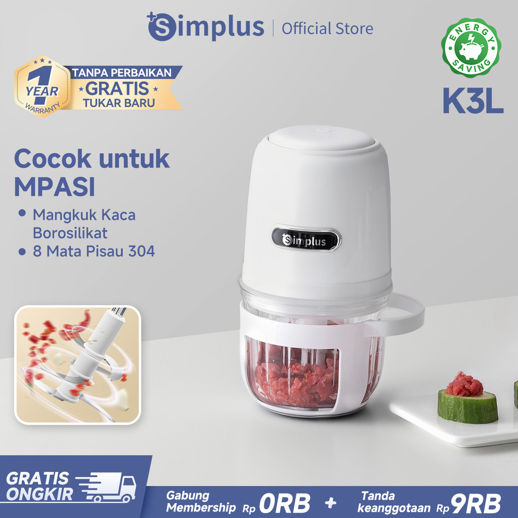 Simplus Penggiling Daging Listrik Kecil Multifungsi Menggiling Makanan Bayi，8 Mata Pisau