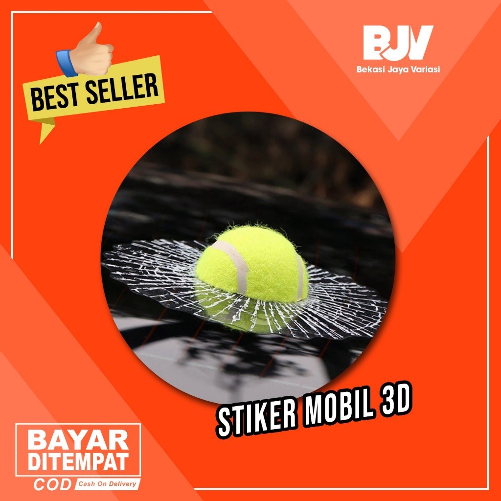 Stiker Mobil / Sticker Mobil / Tempelan Kaca Mobil 3D Model Bola Retak
