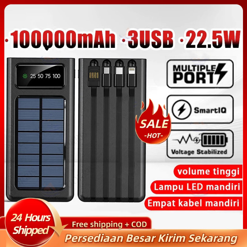 solar power bank 100000 mAh Powerbank Robot Power Bank Solar Cell Tenaga Surya Portable Led Indikato