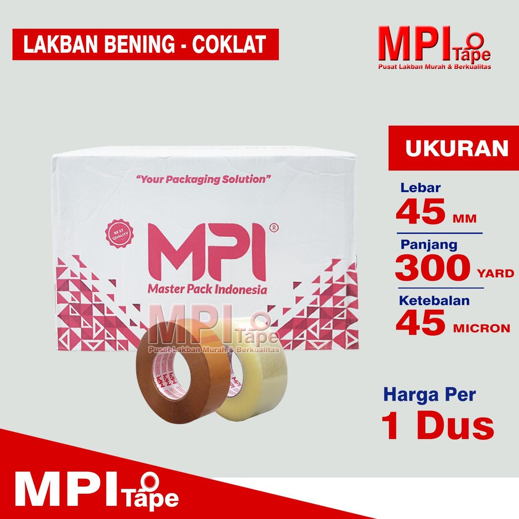

1 DUS - Lakban Bening - Coklat 45 mm x 300 Yard - Lakban Packing JUMBO - MPI
