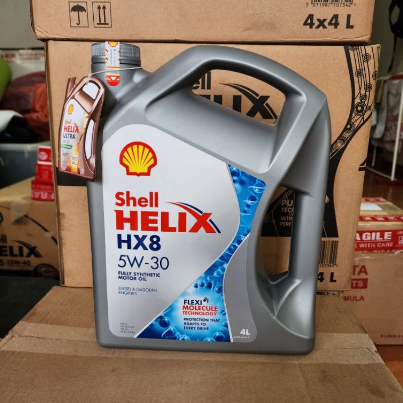 OLI Shell helix HX8 5W-30 | ORIGINAL | HX8 4 LITER | BARCODE HIJAU