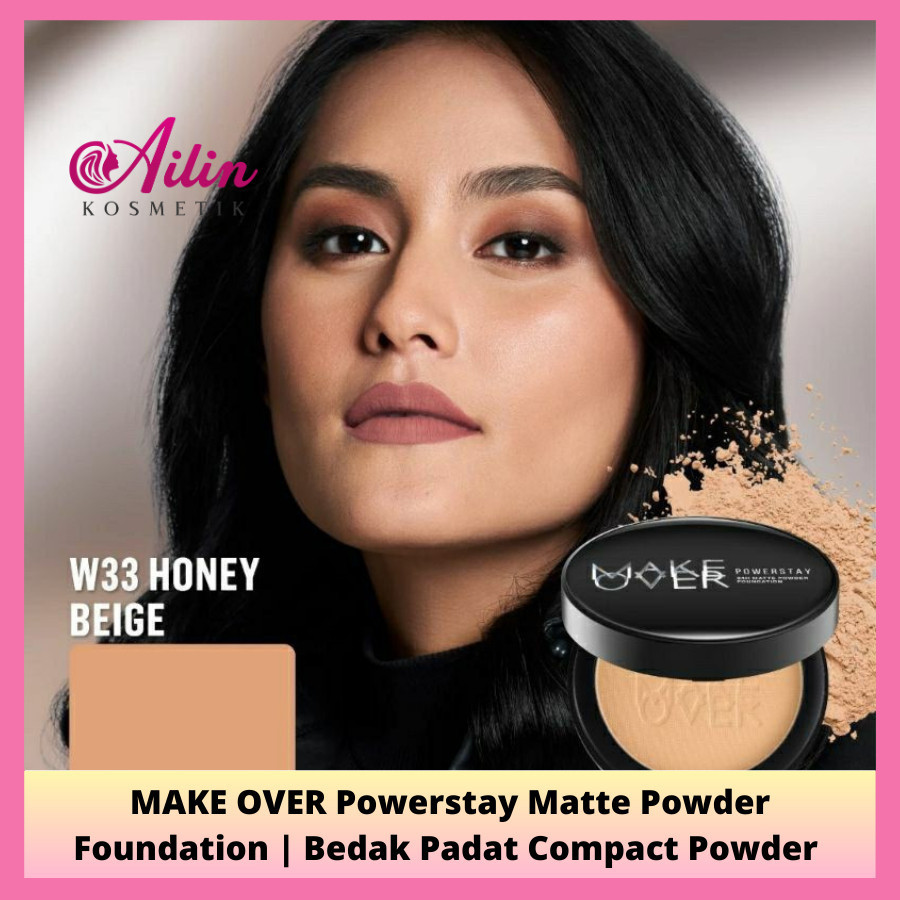AiLiN  MAKE OVER Powerstay 24H Matte Powder Foundation | Makeover Bedak Padat Compact Powder