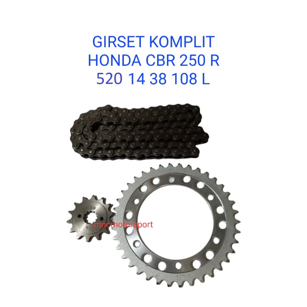 GEARSET GIRSET GEAR GIR SET KC CBR 250 R 520 14 38 108 L