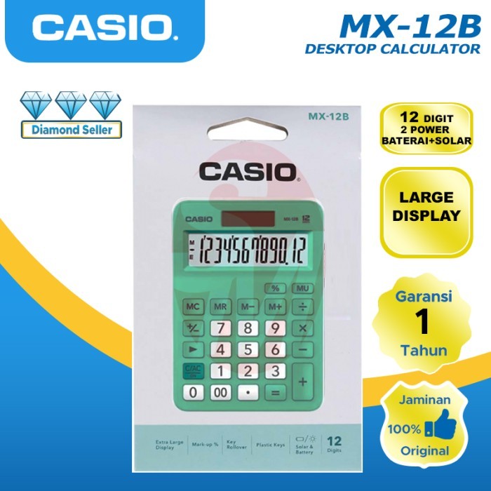 

Kalkulator Casio MX 12B - All Color - Hijau