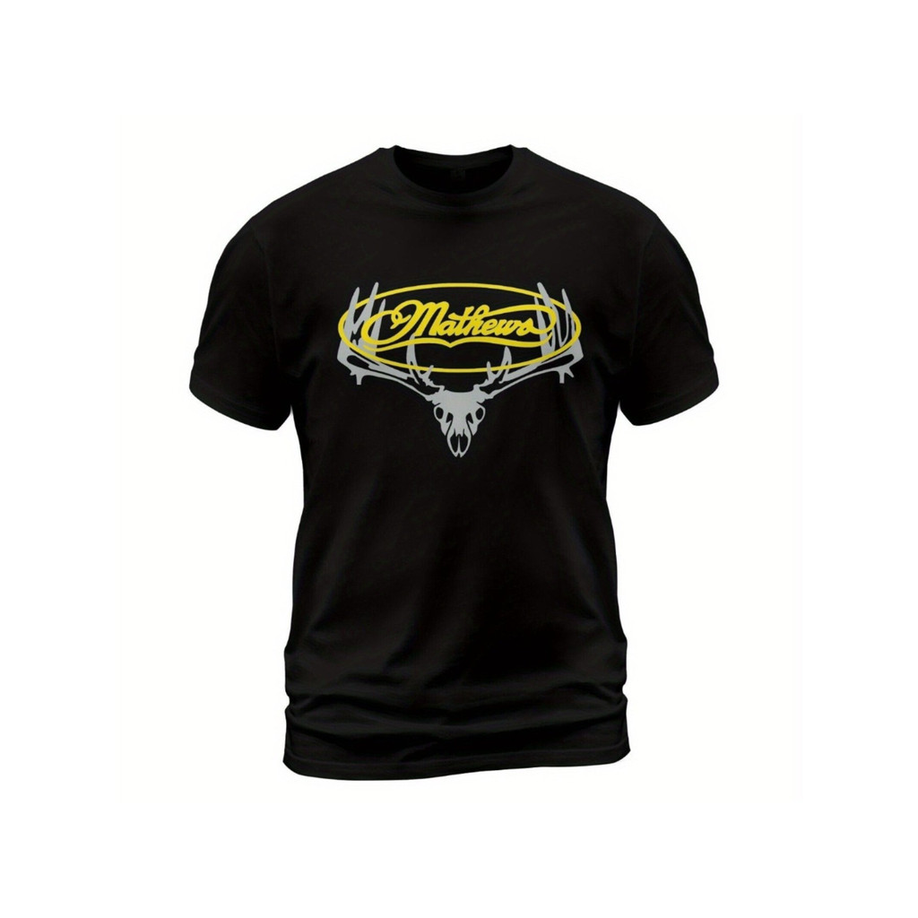 Kaos Pria Mathews Archery Hitam Buatan AS Motif Tengkorak Rusa Bahan Katun Nyaman Dipakai Desain Spo