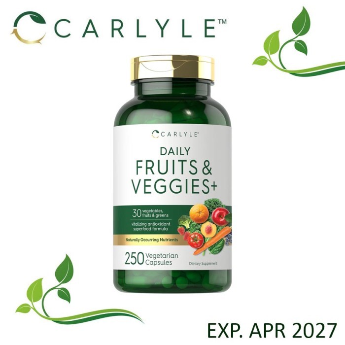 

Carlyle Daily Fruits & Veggies 250 Vegan Capsule Extract Sayur dan Buah Buahan Original