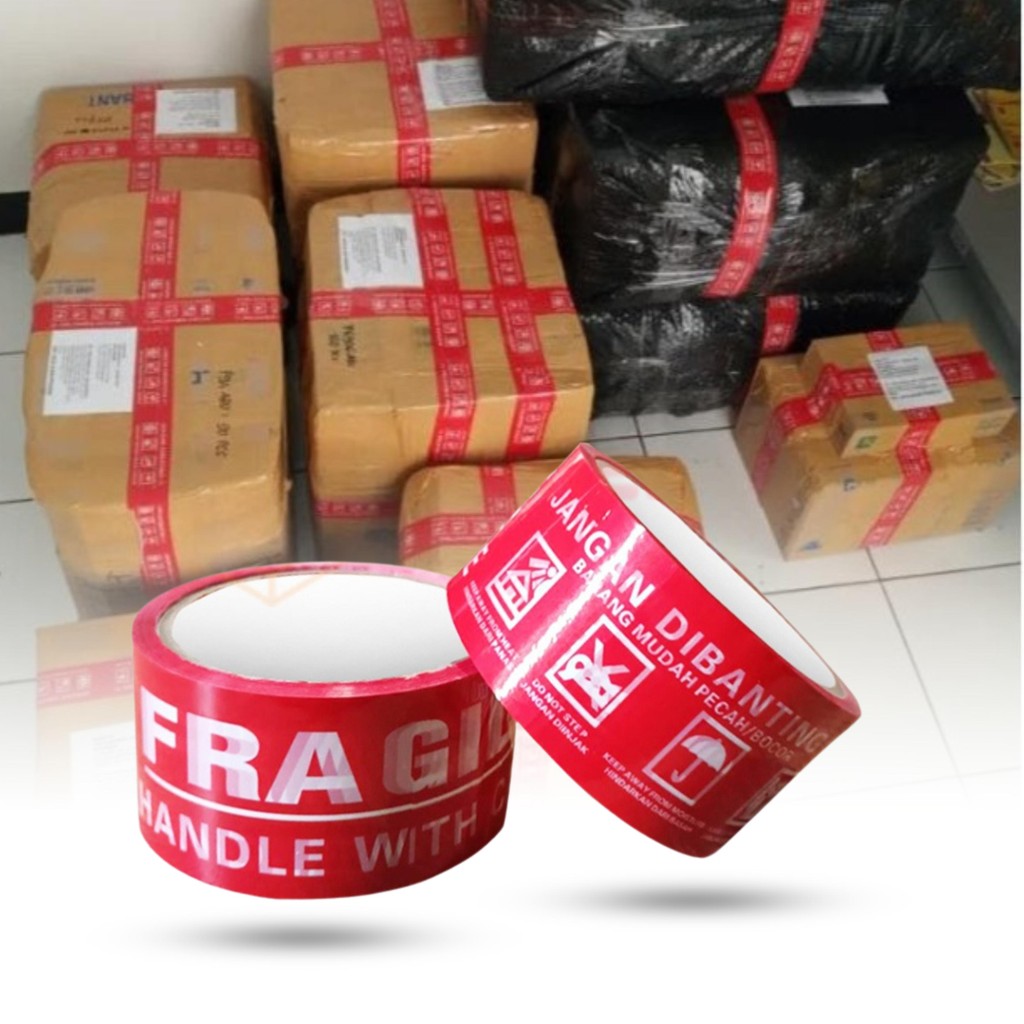 

YEN Lakban Fragile Merah 2 Inch Yard Jangan Dibanting 48 45 Mm 2" Y Handle With Care