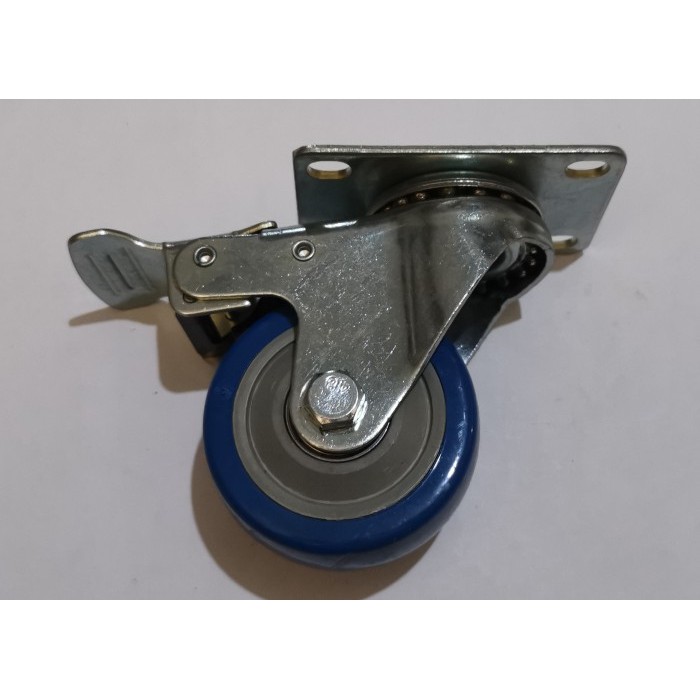 STX - HARDCASE SPAREPARTS : Roda 3 Inch Biru plus Kunci atau Rem 36K