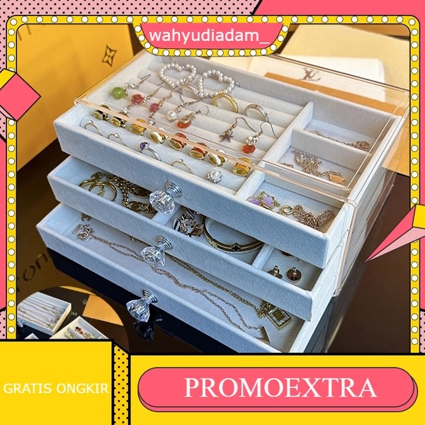 3 Lacy Jewelry Box  Kotak Tempat Penyimpanan Perhiasan Acrylic Perhiasan Aksesoris Wanita Gelang Cin