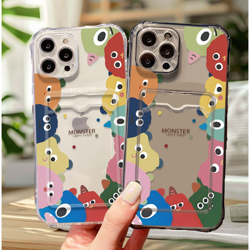 Emotion Palette Monster Case See-Through Card Slot Case for OPPO F25 Pro Oppo F27 F23 Reno6 Lite 6 7