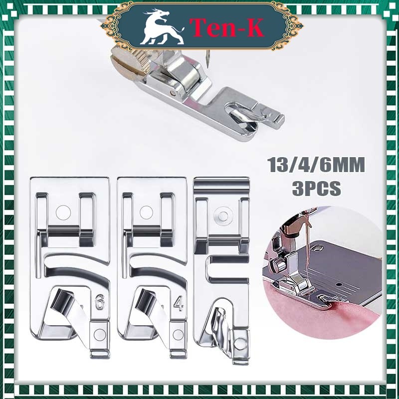 3pcs Sepatu Kelim / Sepatu Lipat / Hemmer Foot / Kelim Mesin Jahit Portable Multifungsi