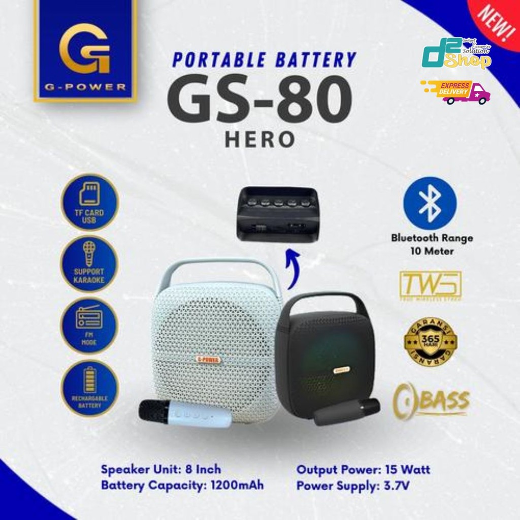G-POWER PORTABLE BATTERY SPEAKER GS80 HERO