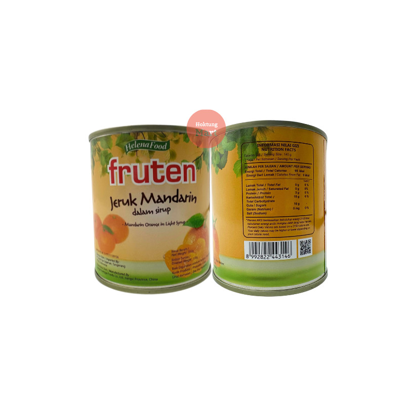 

Fruten Mandarin Orange 312gr Jeruk Kaleng Drained Weight 170gr