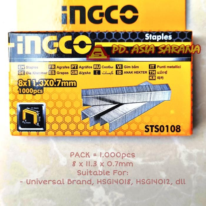 

Refill Staples Tembak 8mm INGCO STS0108 Isi Steples Stapler Gun 8 mm