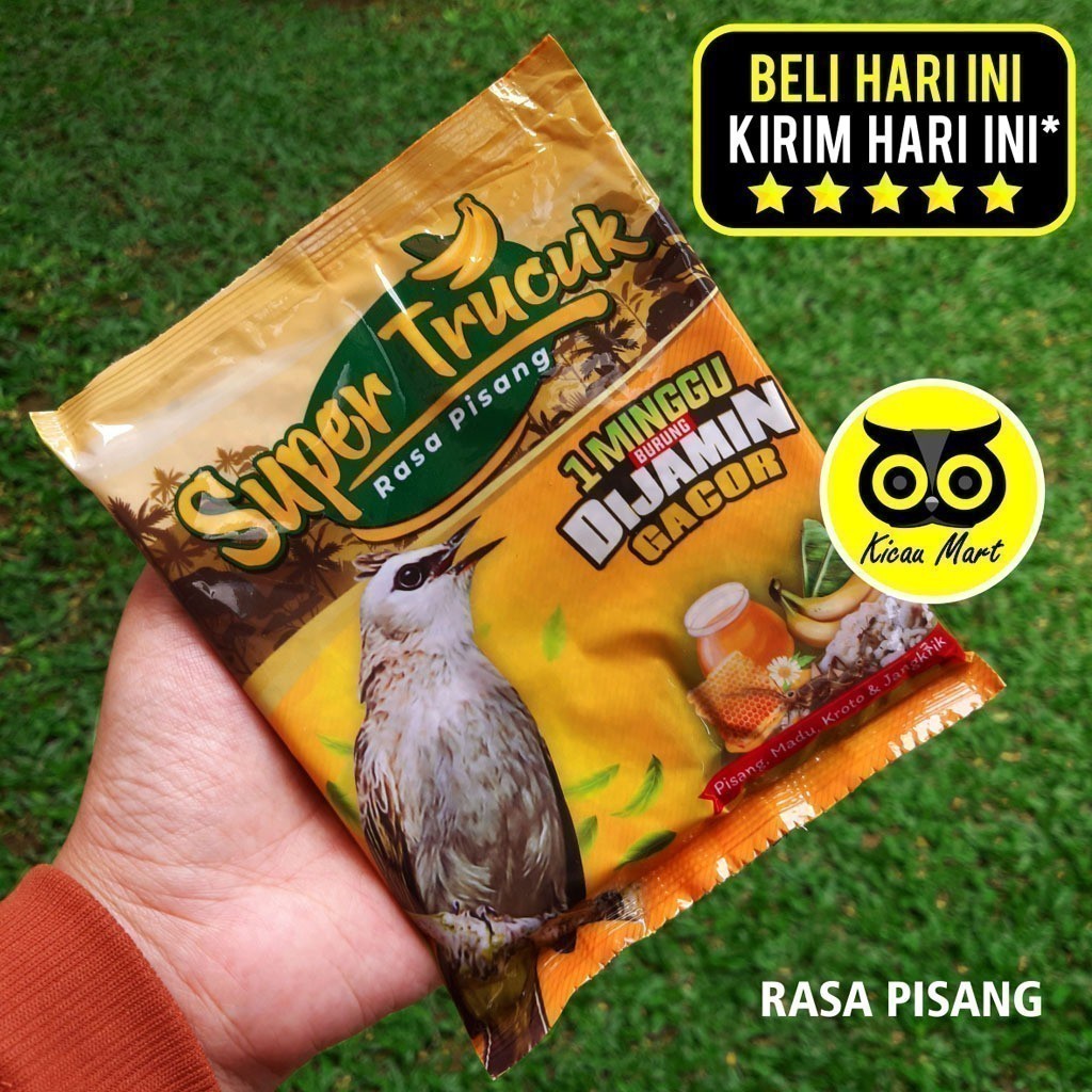 KICAU MART VOER SUPER TRUCUK SEMPATI PUR RASA PISANG PAKAN BURUNG TRUCUKAN PLECI MURAI + KROTO SERAN