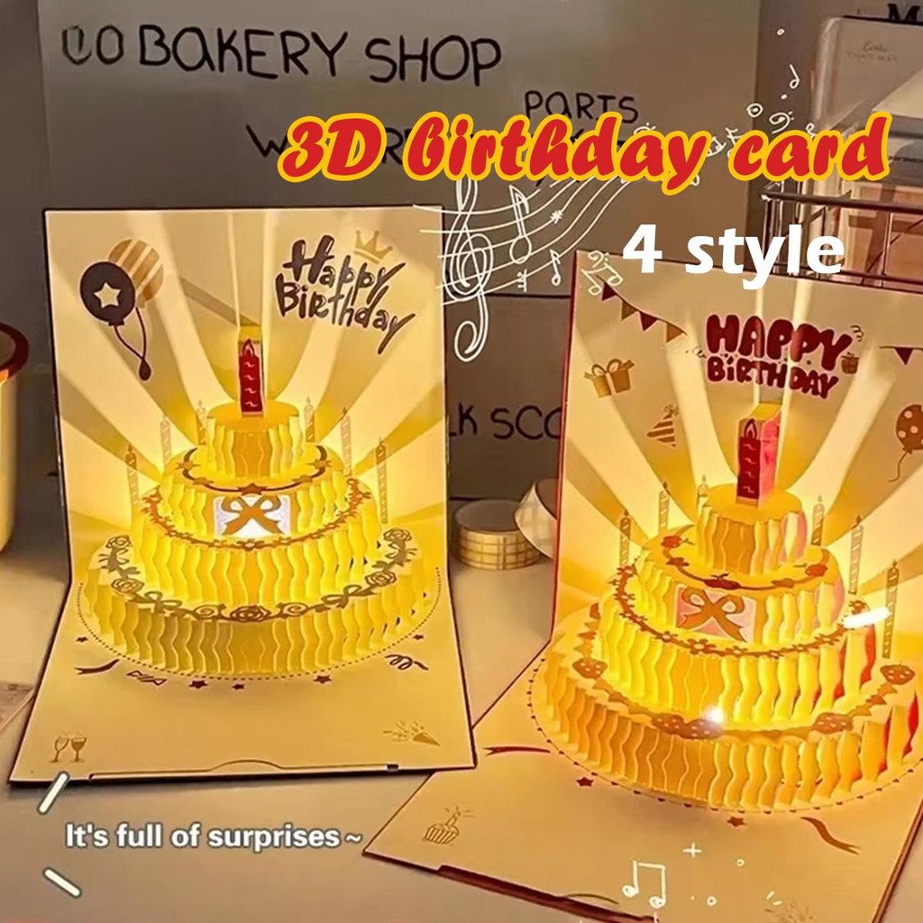 

Kartu Ucapan Pop-Up 3D dengan Lampu / DIY Happy Birthday Card / Pop Up Kartu Ucapan / Kue Ulang Tahun Cahaya Kartu Ucapan / Kartu Ucapan Tiga Dimensi / Kartu Pesan Berkat