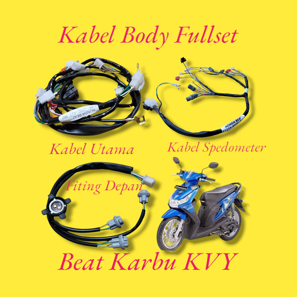 KABEL BODY MOTOR HONDA BEAT KARBU KVY FULLSET KABEL BODI UTAMA FITING LAMPU DEPAN KABEL SPEDOMETER