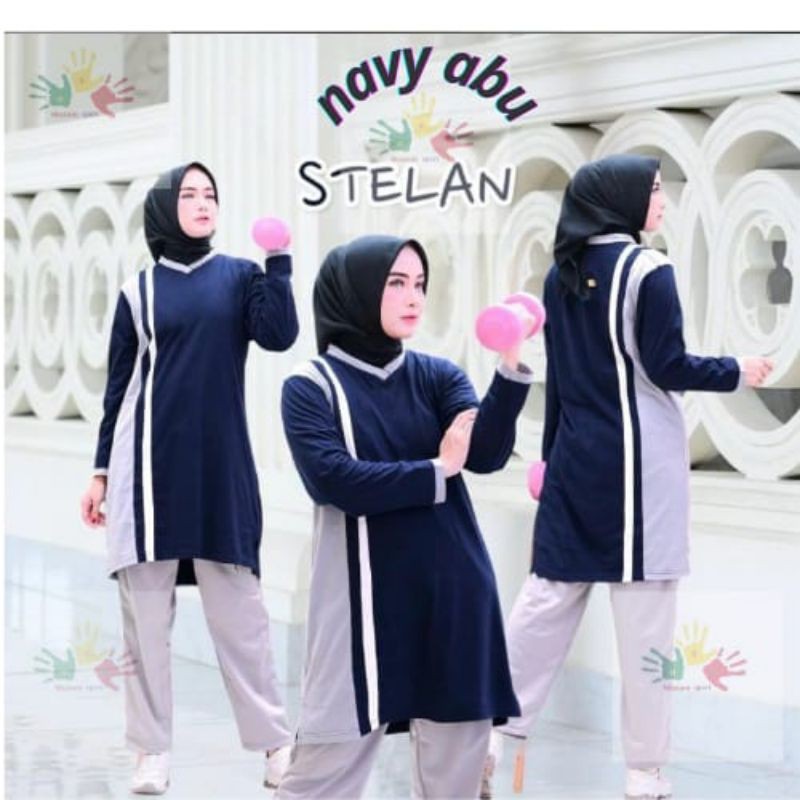 Baju jalan sehat agustusan 17an merah putih termurah / 1Set Stelan Olahraga Wanita Tunik/Stelan Olah