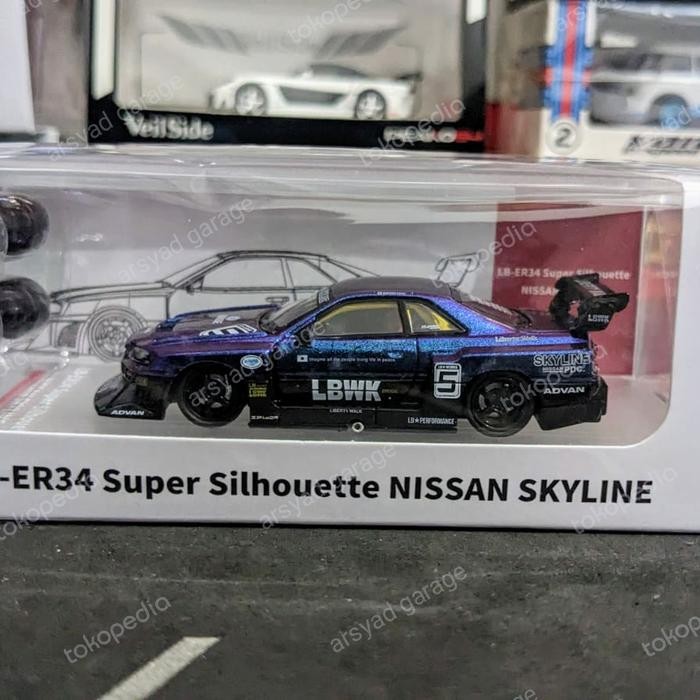 HJ99 Diecast CM Model Nissan Skyline LB ER34 R34 R34 Blue Black Segel