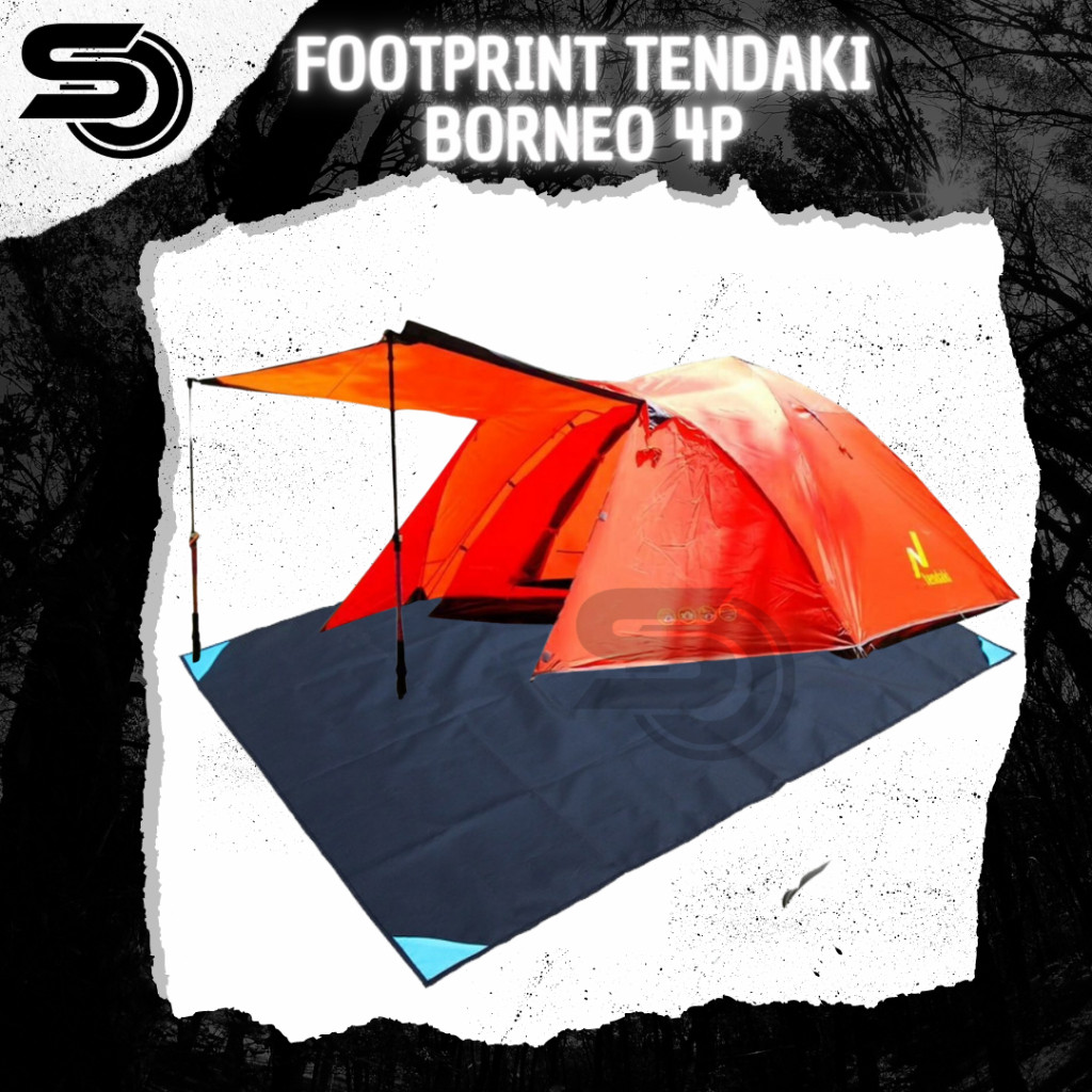 Footprint Alas Tikar Tenda Tendaki Borneo 4P Ultralight Matras Lipat Camping Waterproof TERLARIS