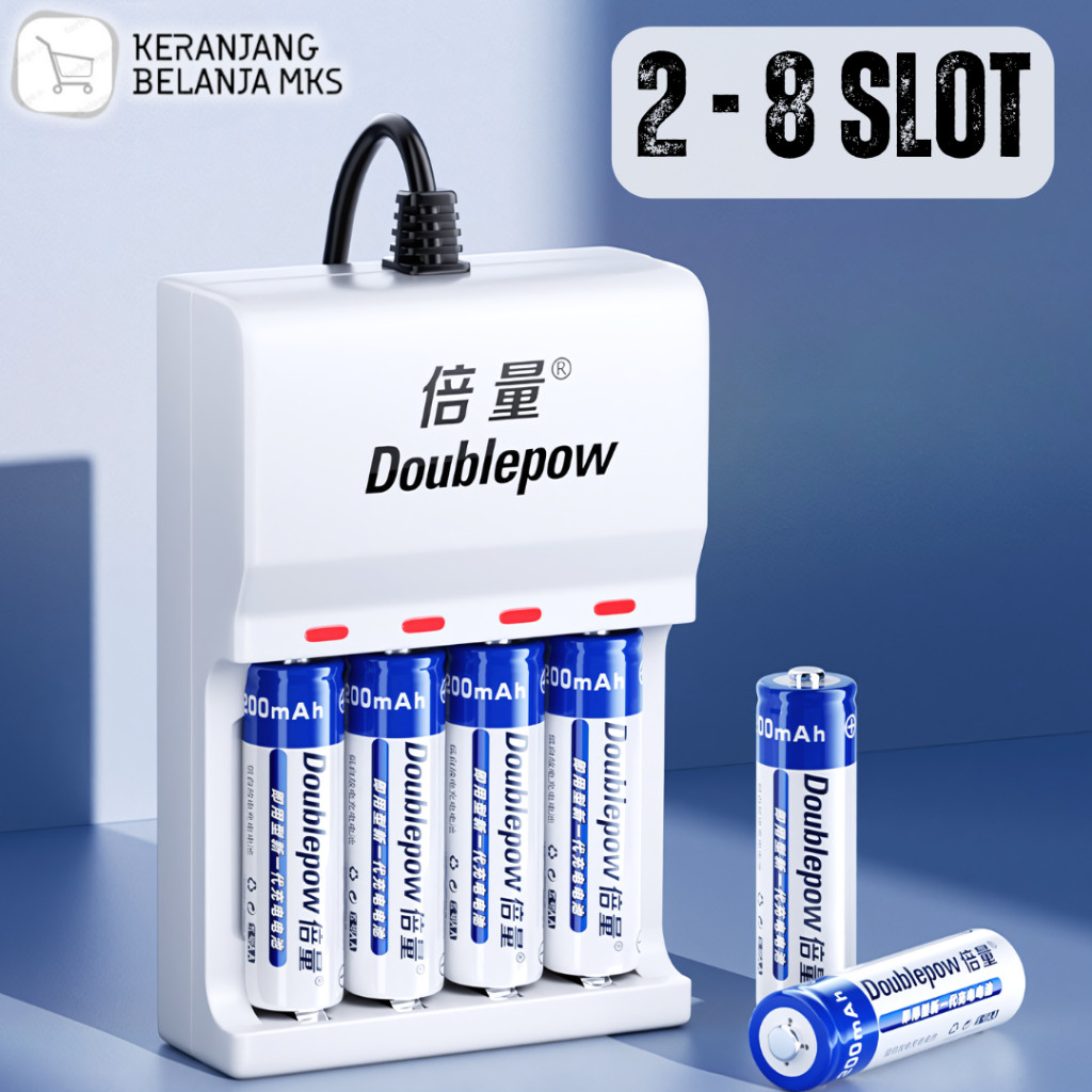 Charger Baterai 2-8 Slot AA AAA Free Baterai