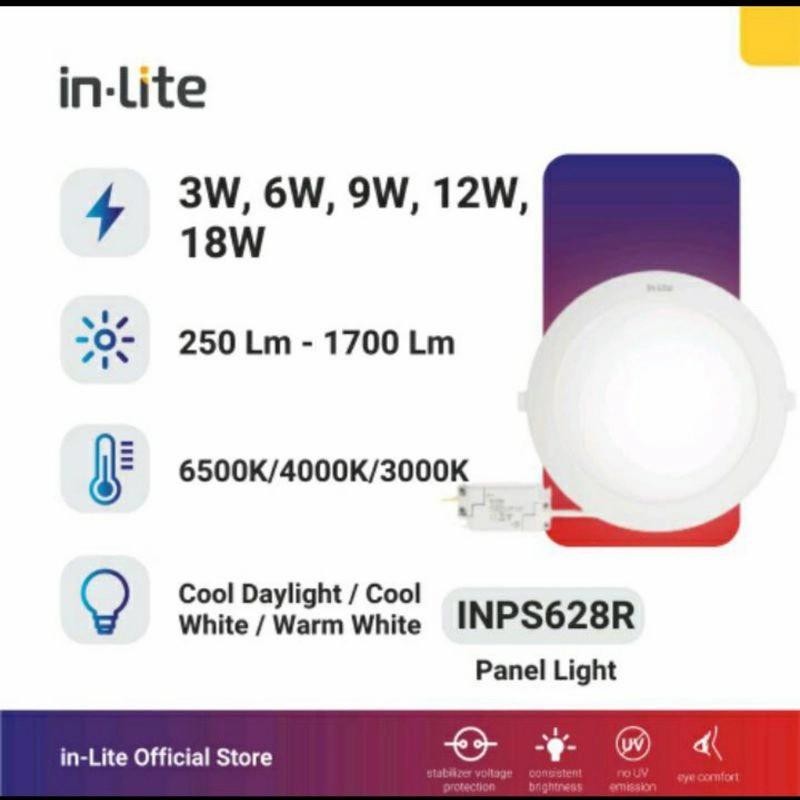 In-Lite LED Lampu Panel Light bulat INPS628R 12 Watt