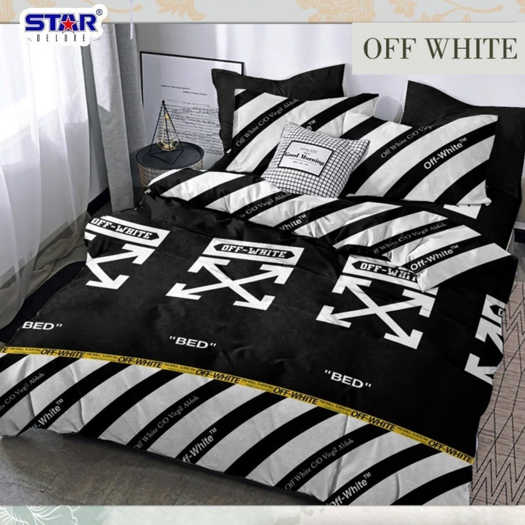 Devina Collection Bedcover Sprei Set Dengan Karet Anti Geser Premium Star Deluxe Off White Uk King