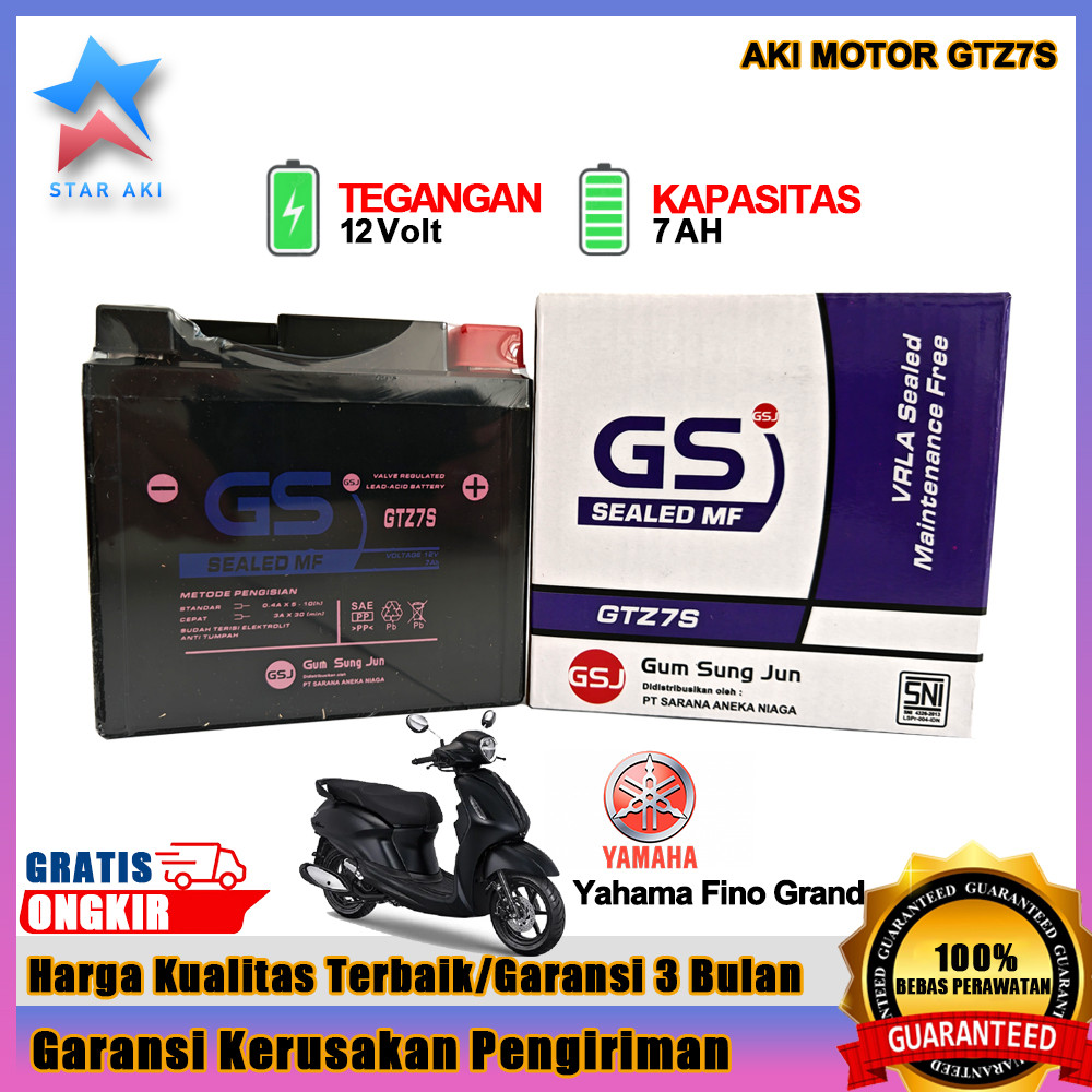Aki Motor Yamaha Fino Grand Aki Kering Accu Kering MF GTZ7S