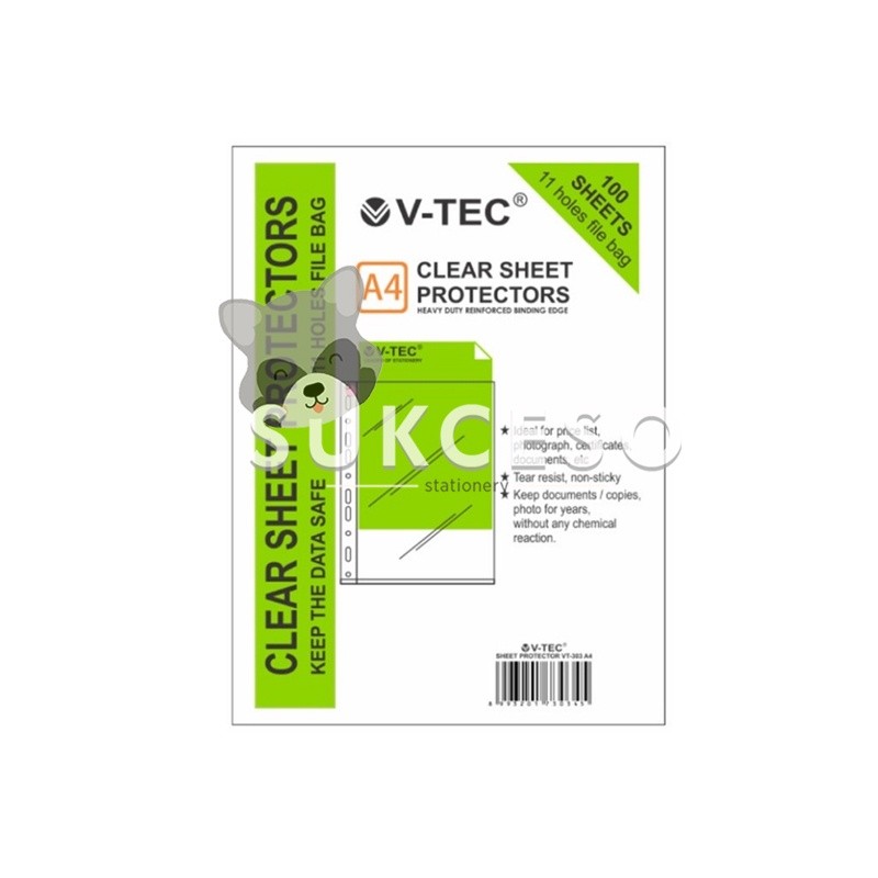 

Vtec V-Tec Sheet Protector A4 (100Sheet) / Sheet Protector Ukuran A4