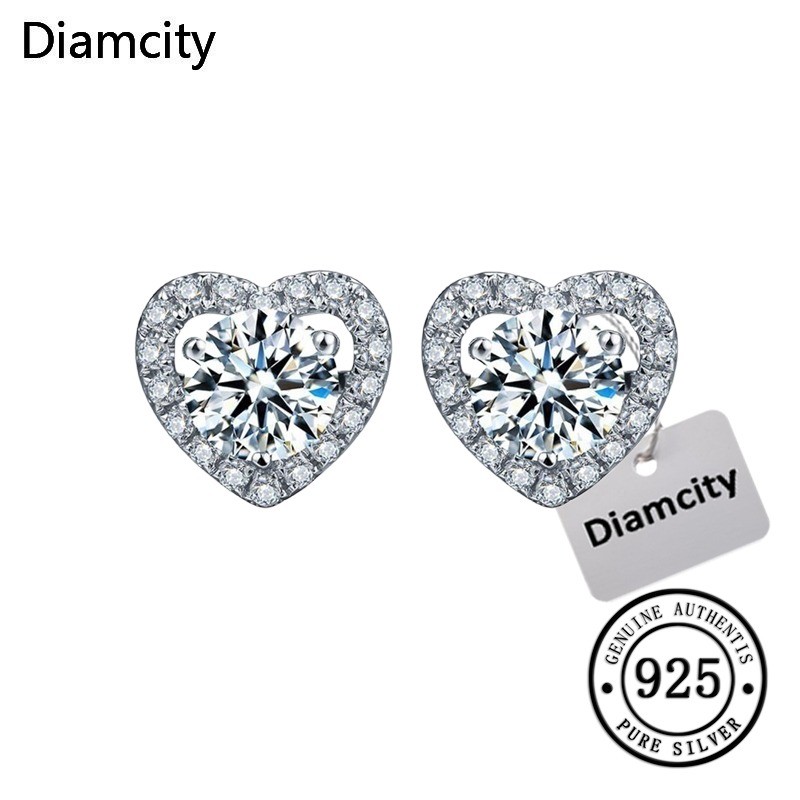 Diamcity Anting-anting Stud Perak 925 Bentuk Hati