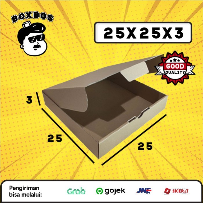 

25x25x3 CM Pizza KARDUS Corrugated Packaging Box packing Diecut