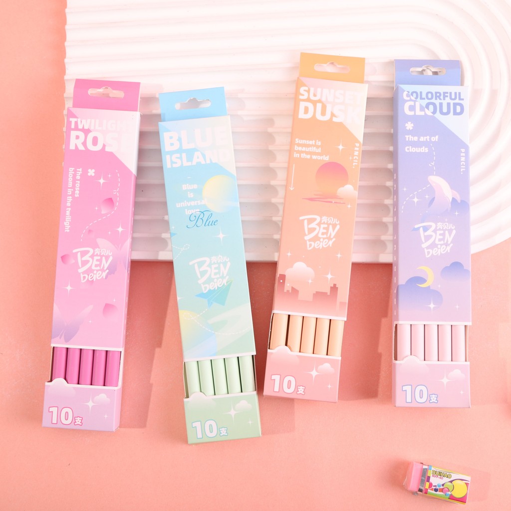 

[GROSIR ATK] PENSIL HB ISI 10 PCS MOTIF COLORFUL COSMIC SOFT PASTEL DAN MOTIF CAPYBARA KAWAII CUTE