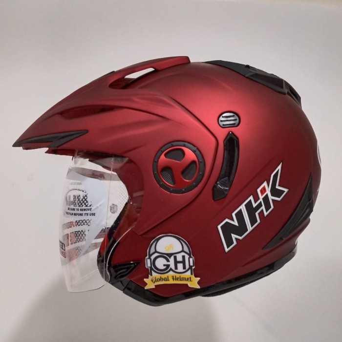 Helm NHK Halfface NHK Aviator Solid Royal Red Doff Helm NHK Helm Motor