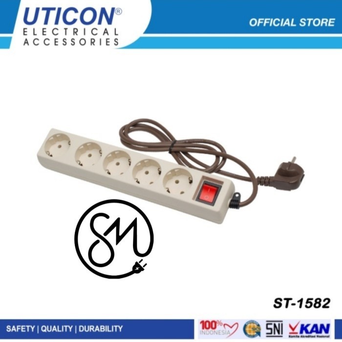 Stop Kontak Uticon ST-1582 5 lubang Cok sambung