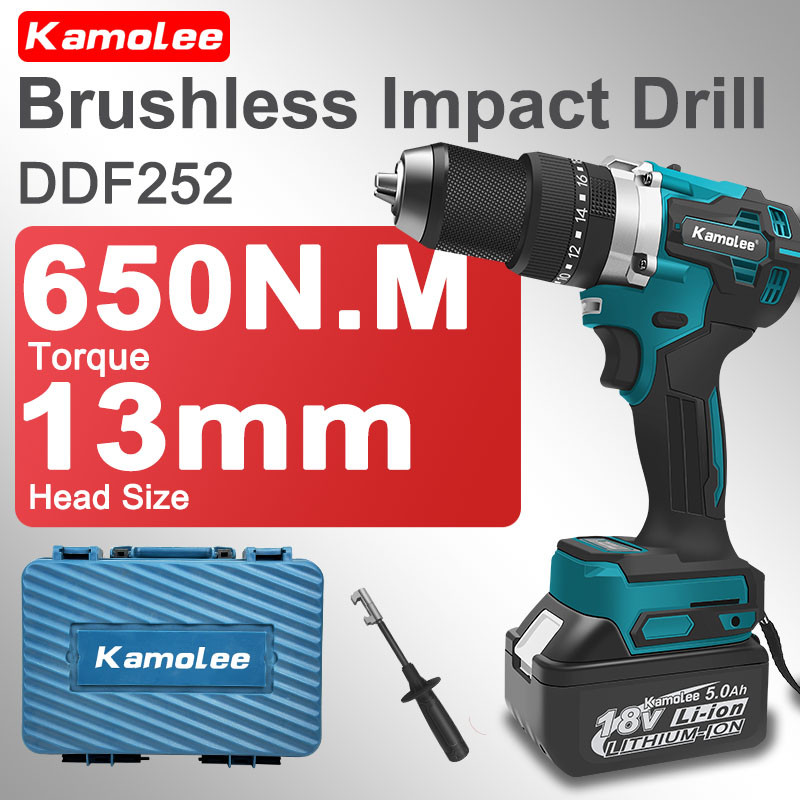 Kamolee High Torsion 650N.M Brushless Power Drill for Furniture, Drilling, Wood, Concrete Cheap Remo