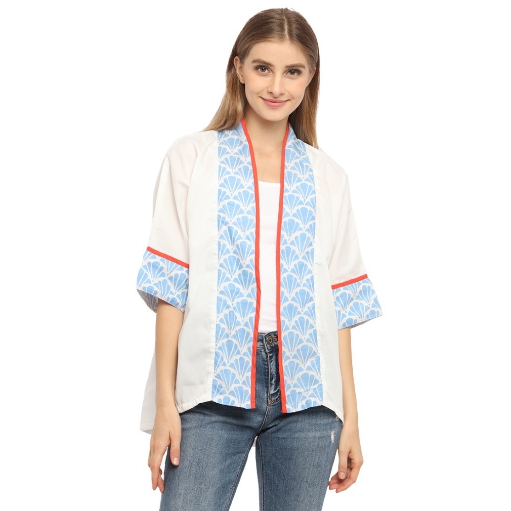 ✨Walhimura✨ - Blazer Wanita - Bhatara Batik Divya Blazer - White 5084B, L-XL