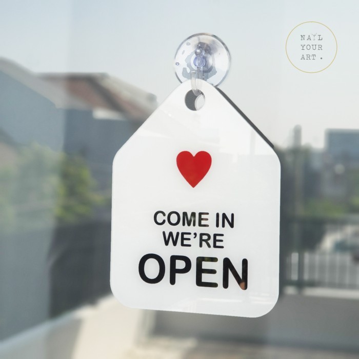 

RZ99 Gantungan Sign AKRILIK 2 SISI - OPEN CLOSED - LOVE