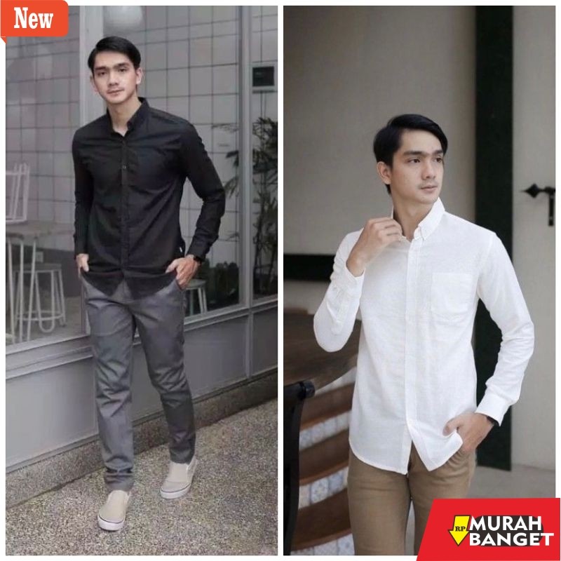 Kemeja formal pria Kemeja putih panjang / kemeja hitam / kemeja putih polos / kemeja hitam polos / k