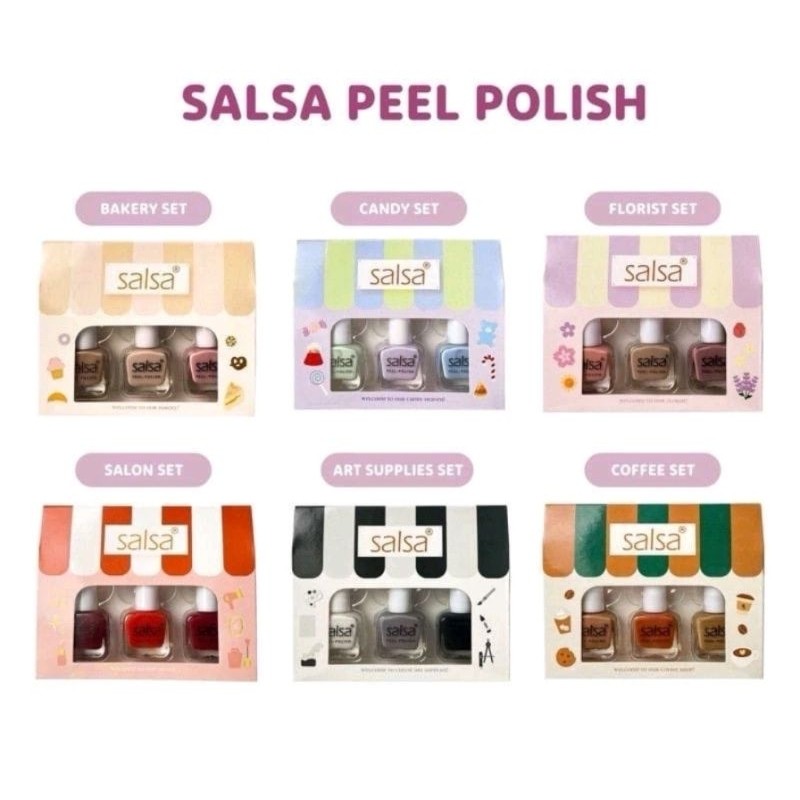 SALSA Kutek Peel Polish Set 1 Box isi 3 /  Set Kutek Peel Off / Cat Kuku Bisa Kelupas