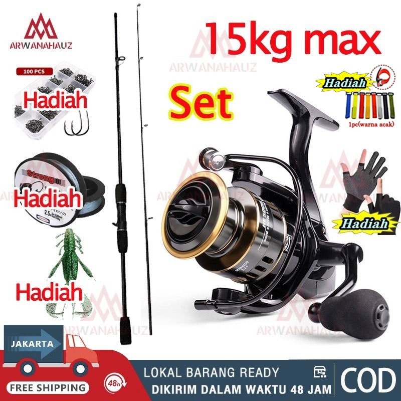 FL88 Pancing Set 15 Kg/ Reel Pancing Murah Kuat Power/ 1.65M/1.8M/2.1M/2.4M Joran Pancing Set  Reel 