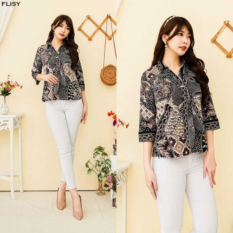 Flisy Atasan Batik Lengan Panjang Wanita Model Kimono
