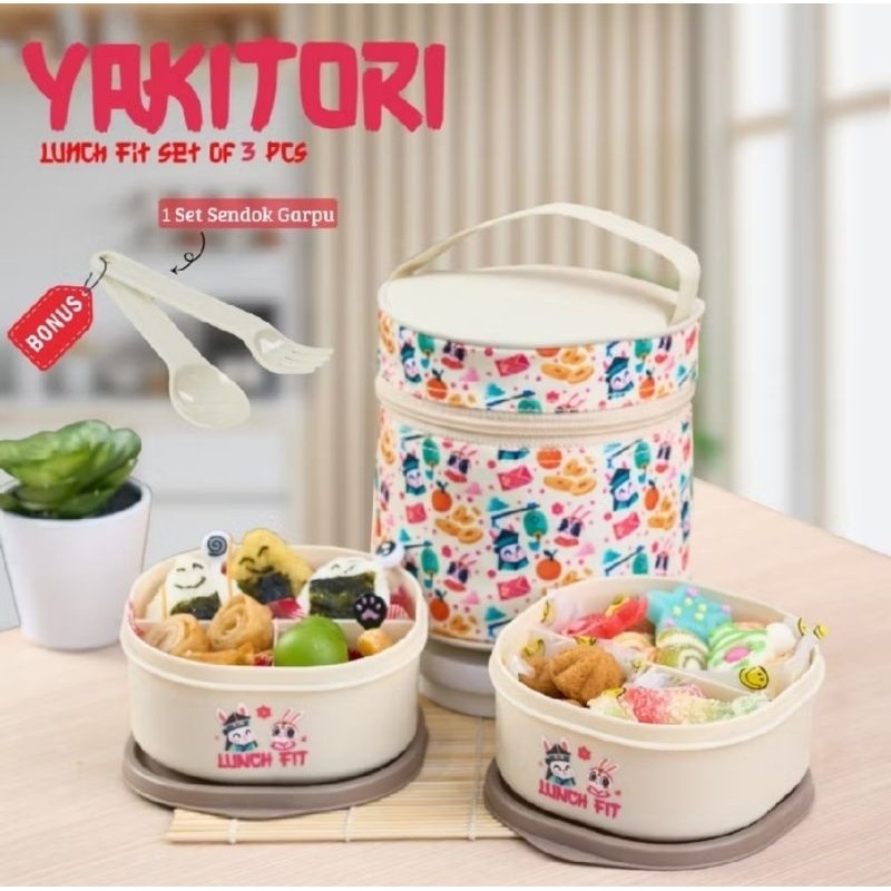 Tas Bekal Anak TK SD 2 Kotak Makan Bonus Sendok Garpu Putih