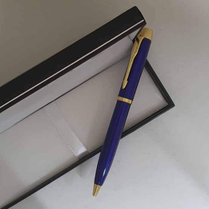

[Best Promo] Pulpen Free Grafir Nama Warna Biru Klip Emas Eksklusif dengan Box