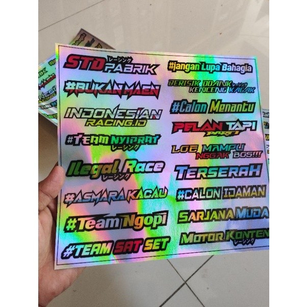 Stiker Pack Kata Kata Racing Hitz Stiker Motor Stiker Helm Stiker Kekinian Stiker Hologram Keren