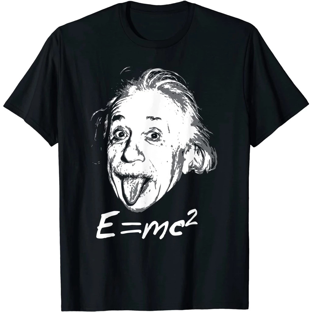 Baju Kaos Nerdy Einstein sticking tongue out E=mc2 Physics Teacher T-Shirt - Baju - Kaos - Baju Kaos