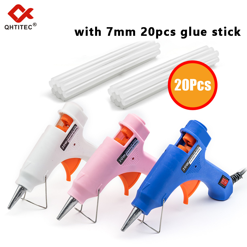 

JCD 20W Hot Melt Glue Gun with 7MM 20Pcs Transparent Glue Stick Mini Gun Home Electric Temperature Gun Maintenance Tools
