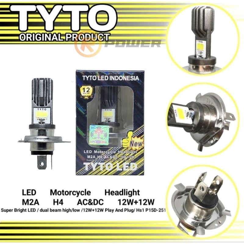 Lampu utama motor socket H4 M2A Tyto Led Original