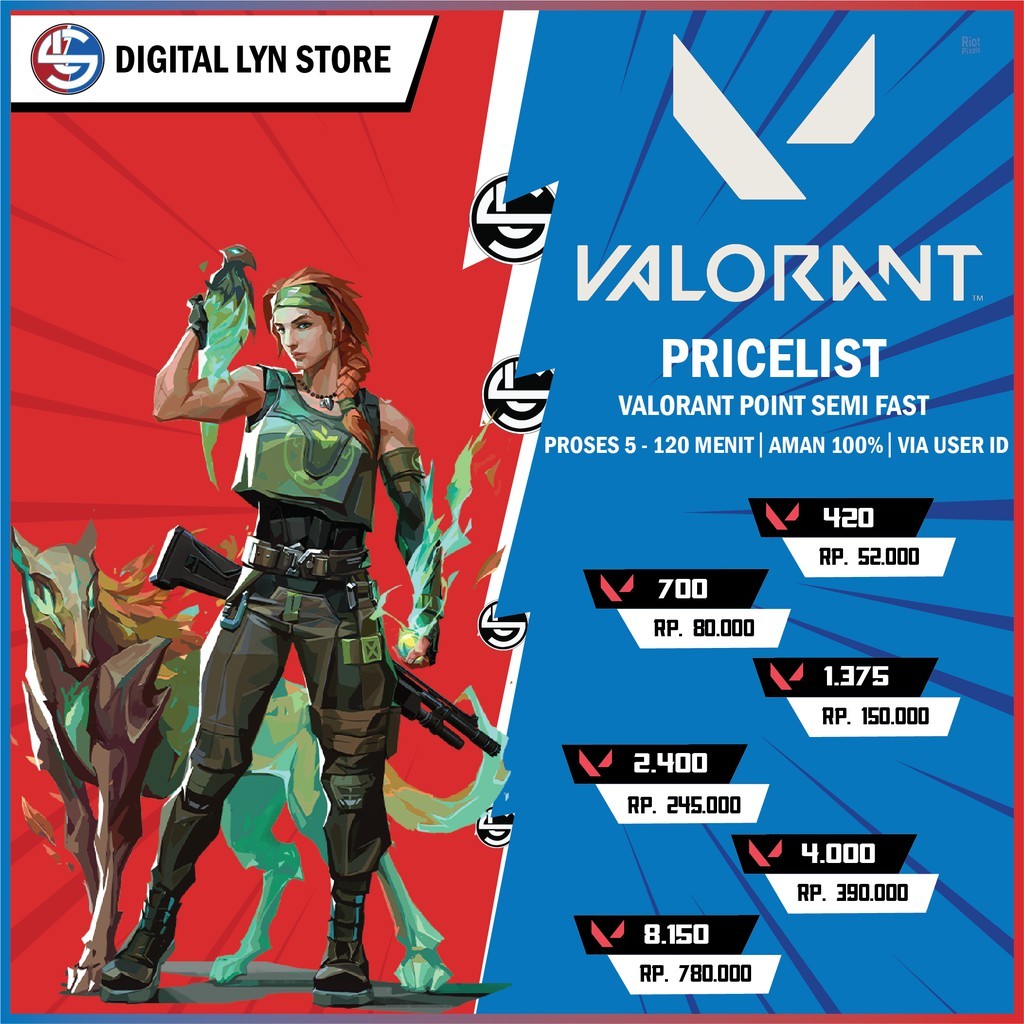 VALORANT - TOP UP 1375, 2400, 4000, 8150 VALORANT POINTS TERMURAH