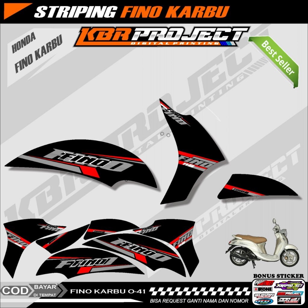 FINO KARBU STIKER STRIPING PREMIUM MOTOR KEREN LIS VARIASI (FINO KARBU ) STIKER MOTOR YAMAHA DESAIN 