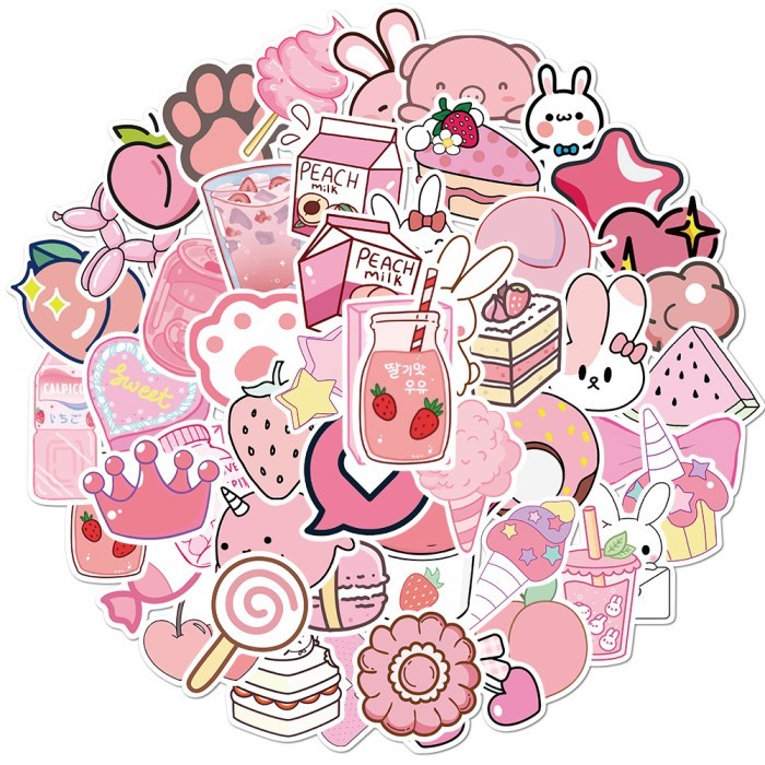 

Stiker Koper Desain Warna Pink Campuran Cute